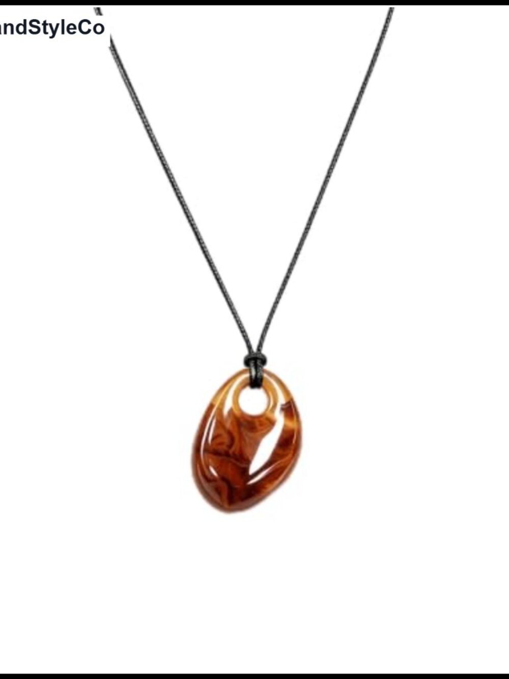 Resin Oval Pendant Necklace with Adjustable Black Cord Boho Style